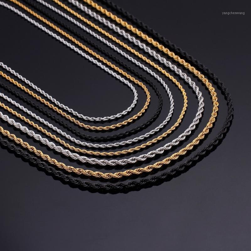 

Retail Wholesale Silver/Gold/Black Necklace Women Man 2/3/4 Mm Twist Rope Chain Jewelry Accesory Chains