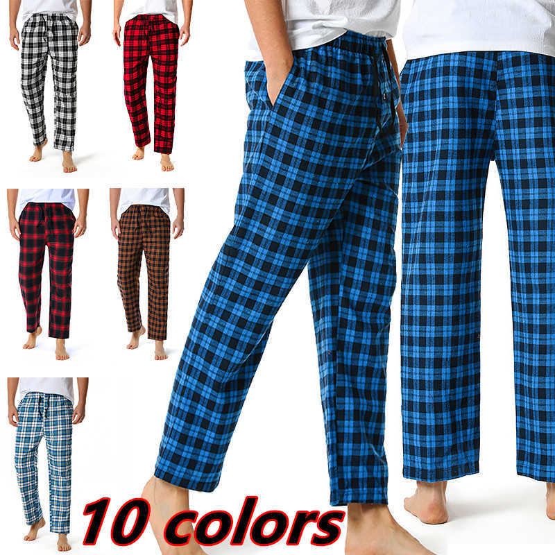 

2021 New Men' Cotton Super Soft Flannel Plaid Pajama Pants Yoga Pants Home Pants Trousers X0615, 1 haose