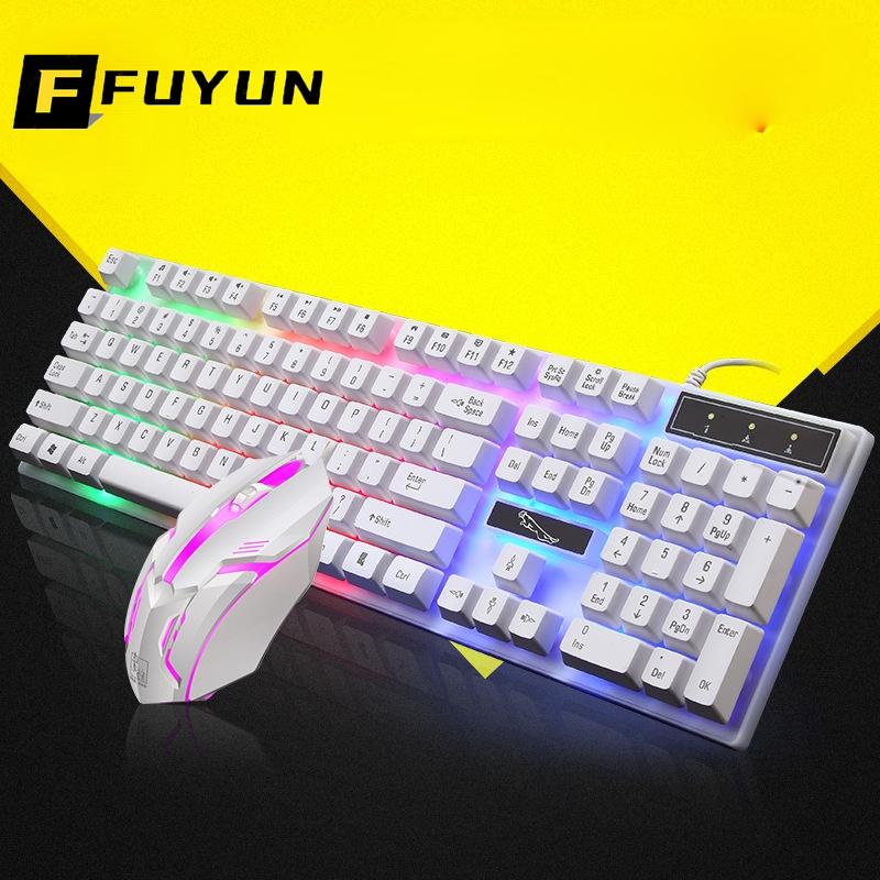 

Keyboard Mouse Combos FUYUN 1000DPI USB Wired Rainbow Backlight Set Mechanical For PC Laptop Desktop Gaming Stylish Ergonomic Combo F83