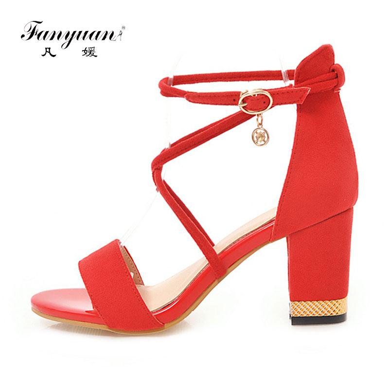 

Fanyuan Italian Fashion Women Cross Strap Shoes Summer Sandals Concise Solid High Thick Heels Elegant Wedding Party Lady, Black