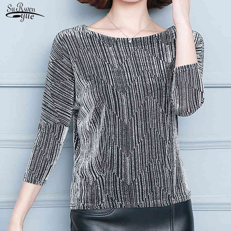 

Plus Size Fashion Elegant Shiny Sequin Blouse Glitter Shirt Tops Tunic Women Blouses Red Golden Shine Women's 12449 210521