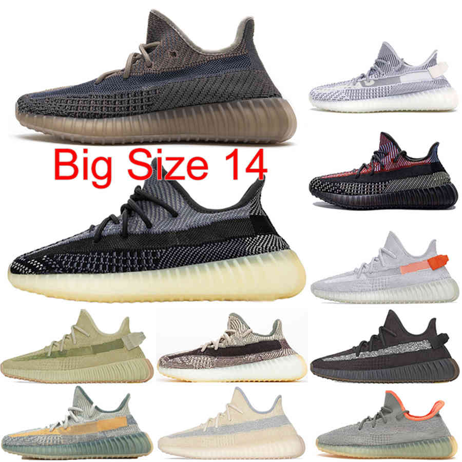 

PK Quality Big Size 14 Kanye West Men Women Running Shoes Designer Sneakers Fade Cinder Natural Black Carbon Reflective Topsportmarket 49, Black red stripe