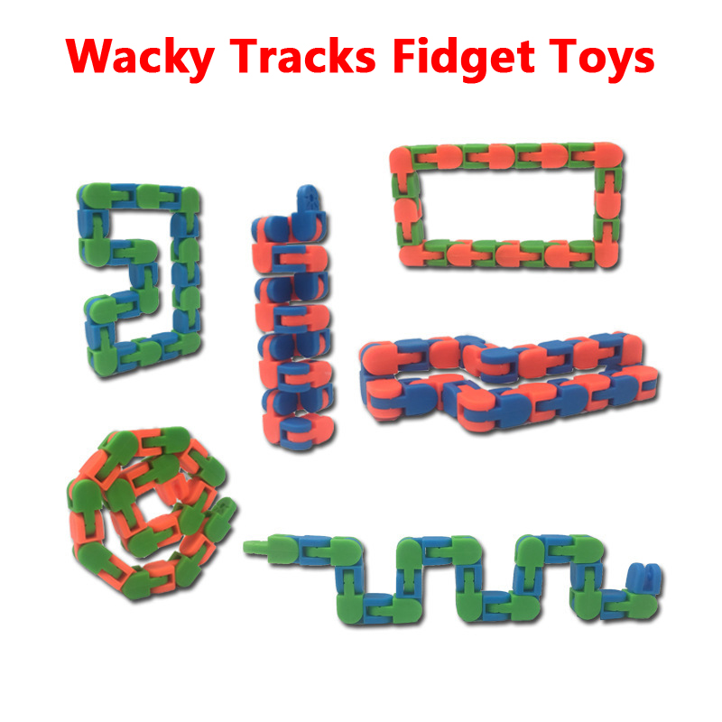 

Wacky Tracks Snap and Click Fidget Toys for Kids 24 Links Snake Puzzles Travel Games ADD ADHD DIY Toy Finger Stress Relief Round & Smooth Assorted Colors 1 PCS