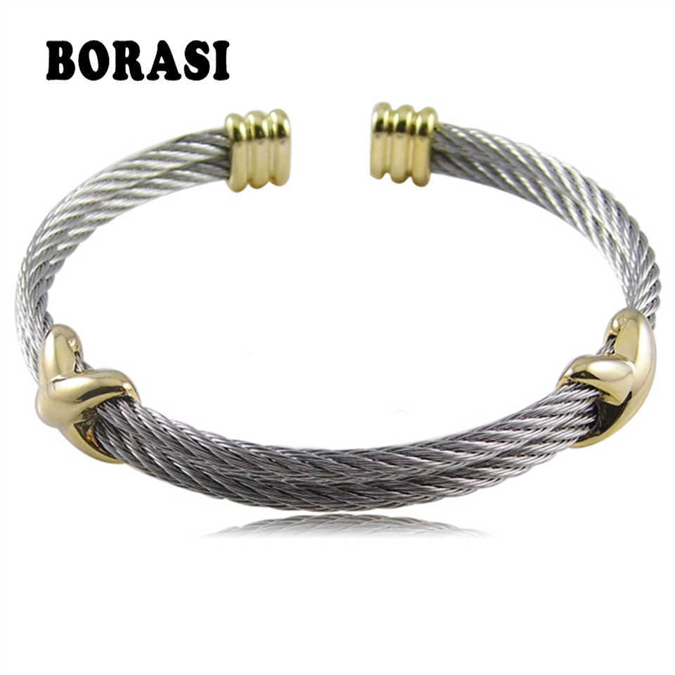 

New High Quality Fashion Jewelry Infinite Brand Bracelets Bangles Titanium Steel Brand Gold Bracelets for Women Q0719