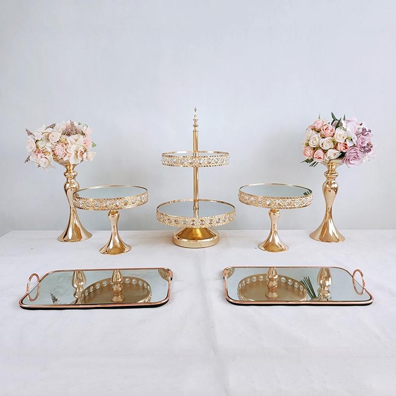 

Other Bakeware 1pcs Cake Stand Mirror Gold Color Crystal Storage Baskets Box Simplicity Style