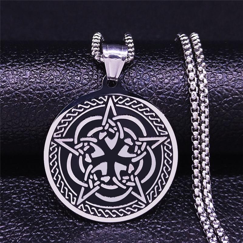 

Pendant Necklaces Irish Knot Stainless Steel Statement Necklace For Women Silver Color Chain Jewelry Acero Inoxidable Joyeria N4069S05