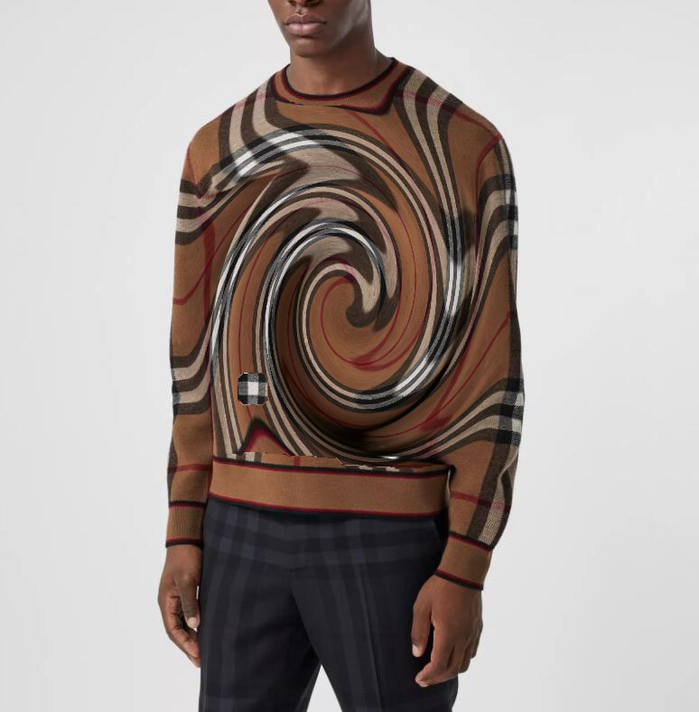 

2021 NEWEST Classic Plaid F Sweater Men's Fashion Casual Knitted Sweater Fall Winter High Quality Jacket Round Neck Knitted Sweater--B7482, Black