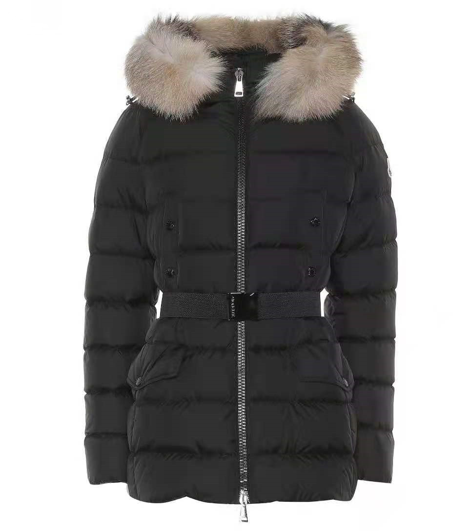 

Women Short Down Jacket Zipper Closure Pockets Warm Coat Designer Lady Real Fox Fur Hood Winter Parkas, Down jacket dustbag