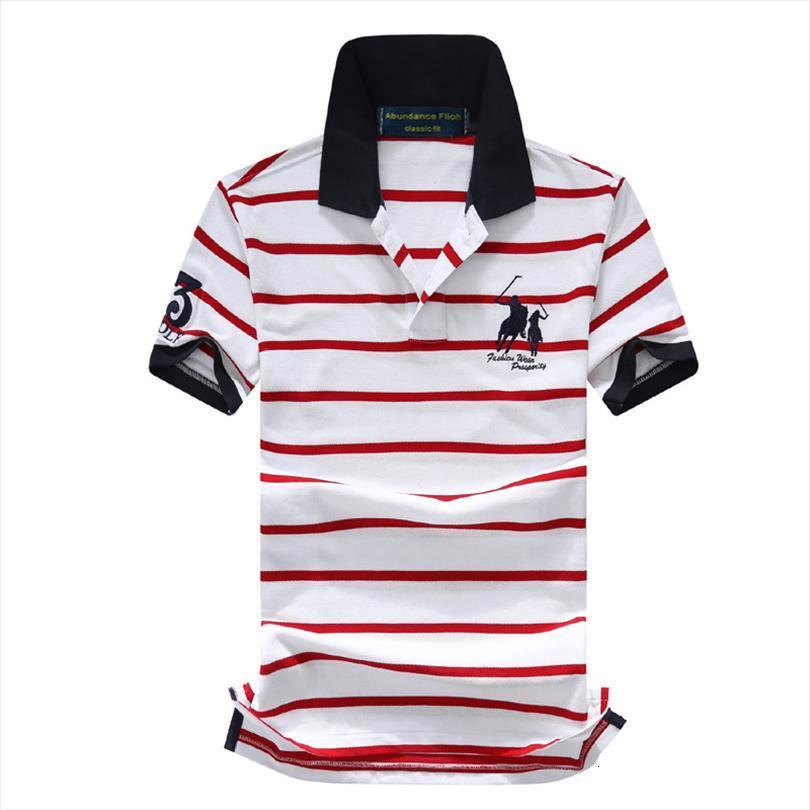 

embroidery striped shirt fashion mens polo necklineshort sleeve cotton casual style plus large jersey t0, White;black