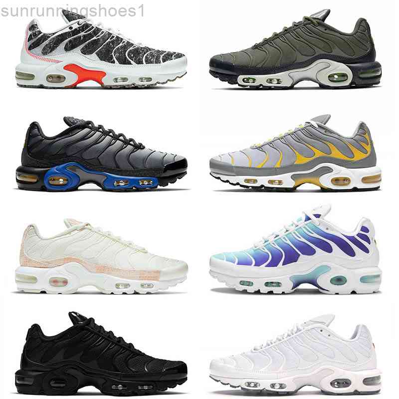 

High Quality Running Shoes Tn Plus Photon Dust Grey Yellow Kiss Bleached Aqua Hyper Blue Oreo Triple Black Trainers Sneakers 36-46, C56 black volt 40-46