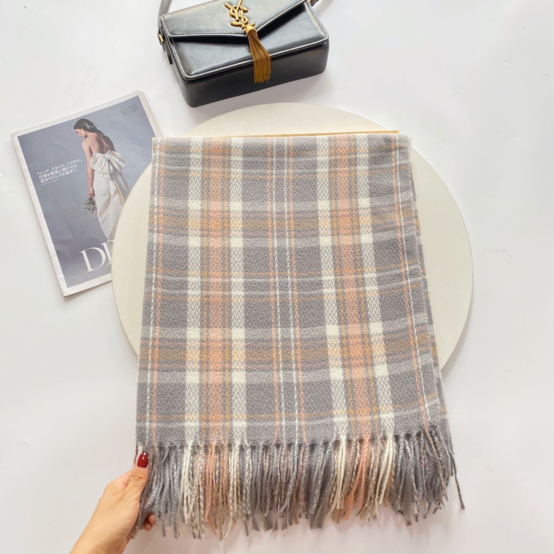 

Autumn and Winter New Cashmere-like Plaid Scarf Female Babag Classic Warm Shawl Student All-Match Wholesale No. 6