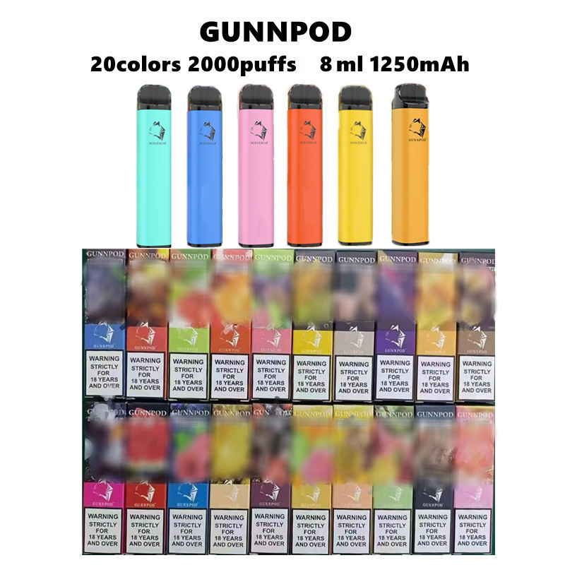 

GunnPod Disposables Vape Electronic Cigarettes Device Kit 2000 Puffs 1250mAh Battery Prefilled 8ml Pod Stick Pen wholesale Security Code vs