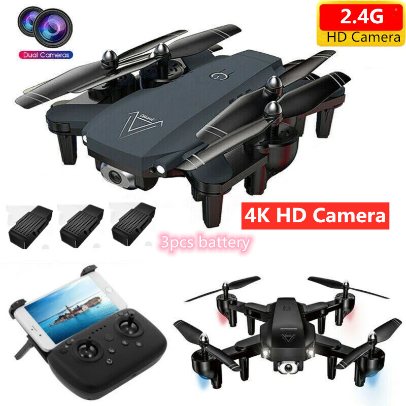 

4K ESC HD Camera WIFI FPV RC Drone Dual Camera Altitude Hold Fixed Height 360 Degree Rotation Gesture Shooting RC Aircraft Gifts, Black no camera 1
