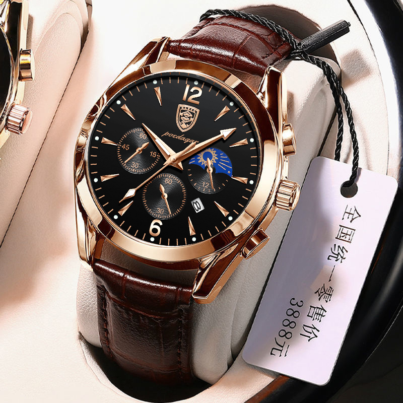 

POEDAGAR 2021 New Fashion Men's Watch Leather Top Brand Luxury Waterproof Sports Mens Wristwatch Quartz Relogio Masculino Casual gfwegdbg, 829 l rg bk