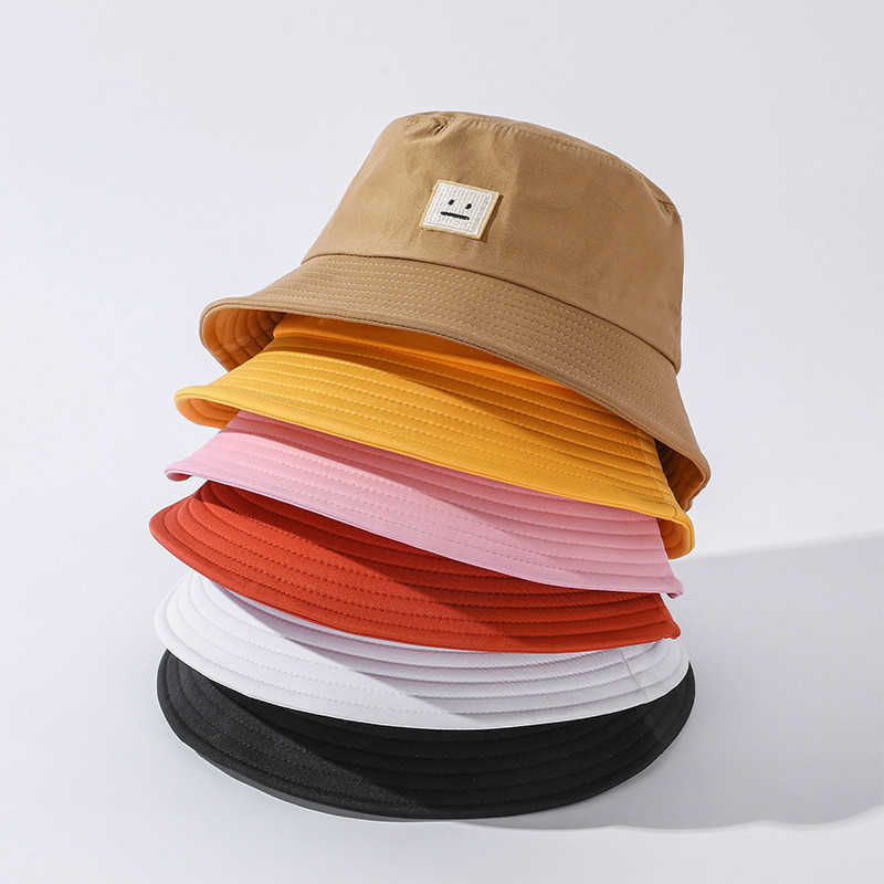 

Ac Studios Smile Face Fashion Fisherman Hat Foldable Bucket Hat Women Summer Beach Sun Shade Unisex Fisherman Hat 2021 New Q0805, Blue;gray