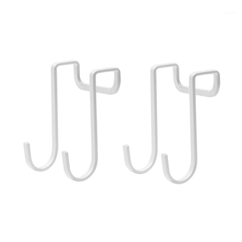

Storage Bags 2 Pcs 1 Set Double-row Clothes Hooks Punch-free Door Back (White)