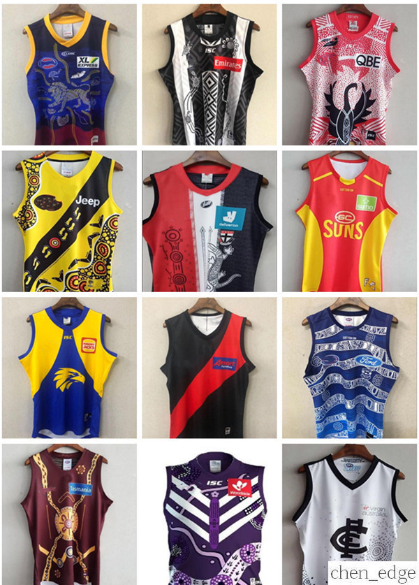 

20-21Fremantle Dockers Richmond Tigers Giants Cats Essendon Tasmania Coast Lions Rugby Jerseys 20 21 AFL League shirt vest, Black