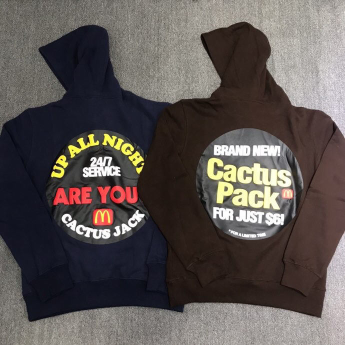 

Correct Travis Scott fashion brand ins net red McDonald's apple pie couple Hoodie Pullover 1[Finished on May 10], Black