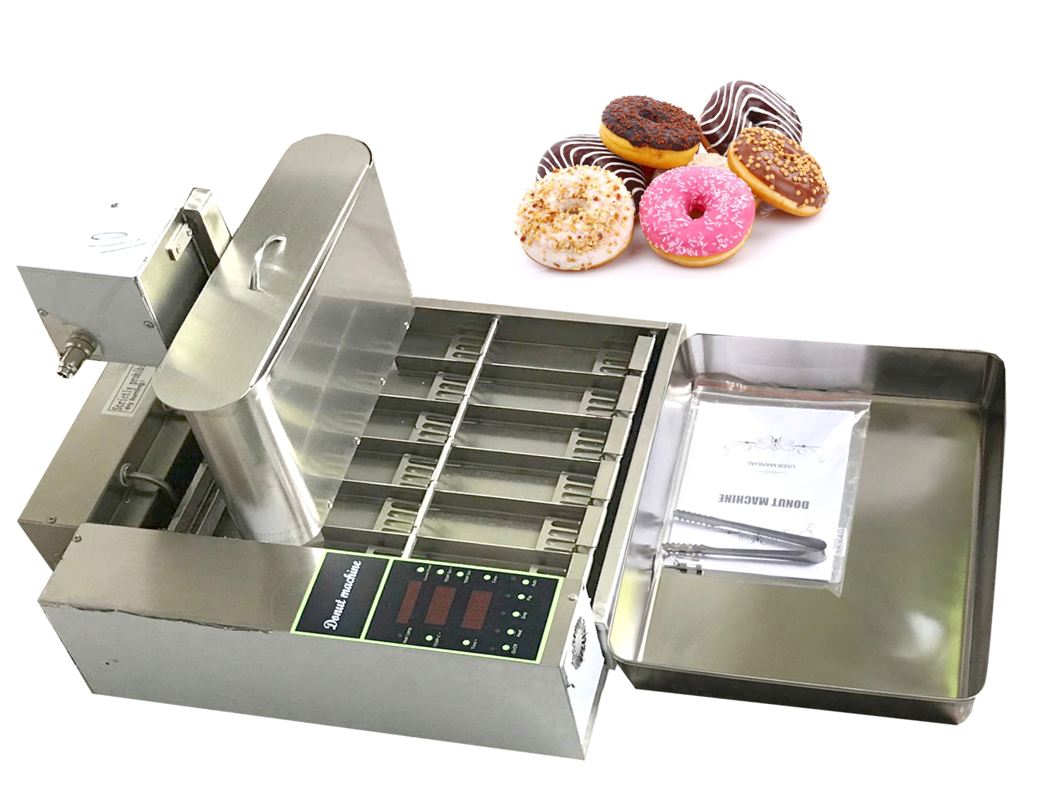 

Commercial Stainless Steel Electric Automatic Donut Maker Donut Fryer Six / Four Rows of Mini Doughnuts Making Machine Snack Machines Fried Food