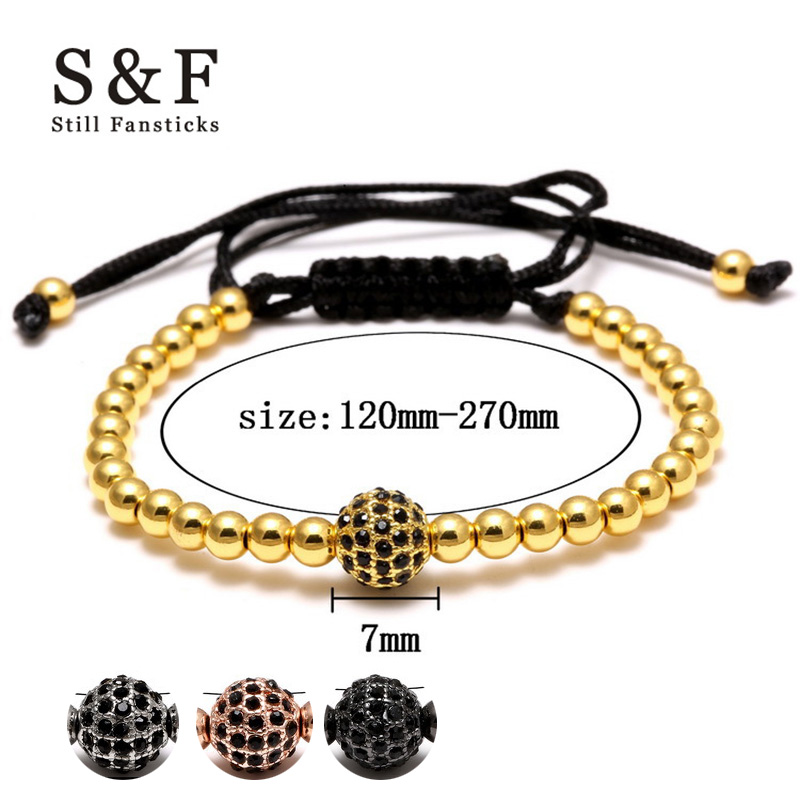 

copper beads braid gold bracelet men bracelets for women pulseras pulseira jewellery femme pulsera hombre armband charm, Black