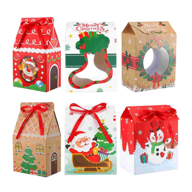 

Gift Wrap Cabilock 1 Set Christmas Cookie Boxes Kraft Treat With Ribbon Candies For Party Holidays