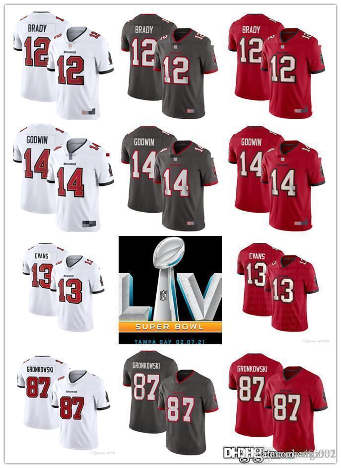 

Men Women Youth Tampa Bay Buccaneers 14 Chris Godwin Red 12 Tom Brady Grey 87 Rob Gronkowski red Football Jersey 13 Mike Evans, Black;red