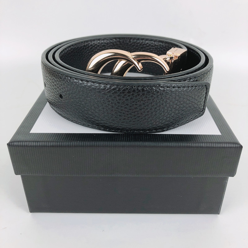 

20 21 Fashion Big buckle genuine leather belt with box designer men women high quality mens belts, Black;brown