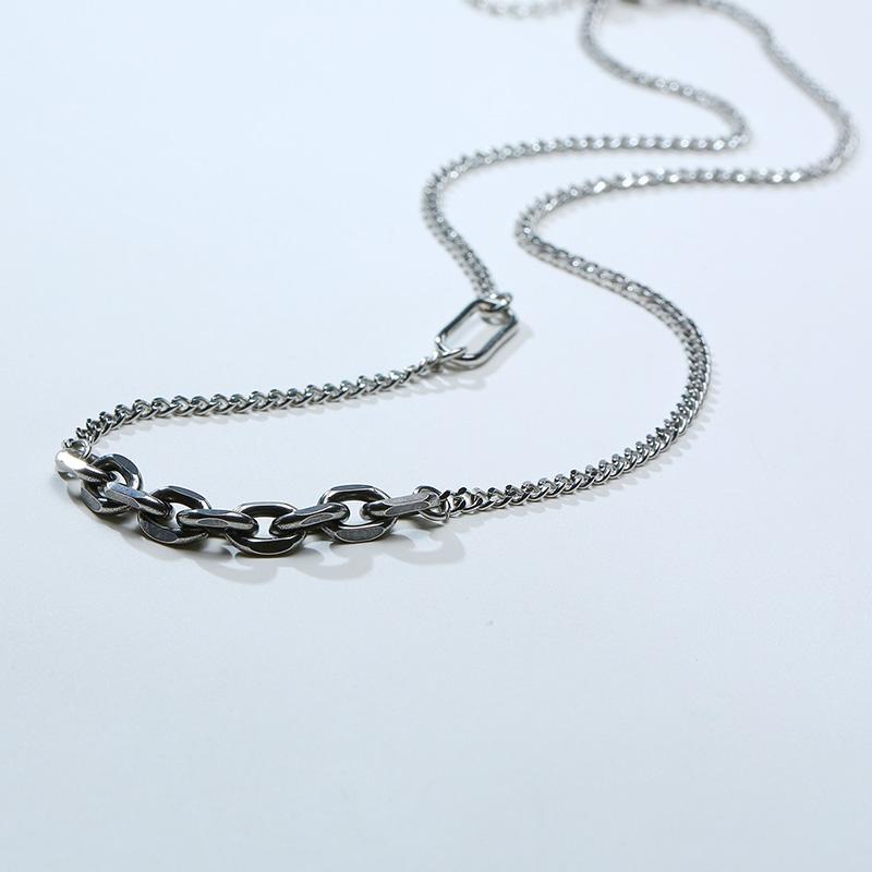 

Chains Men Necklace, Half Oval Cable Chain, Cuban Link Stainless Steel Unisex Jewelry, Silver