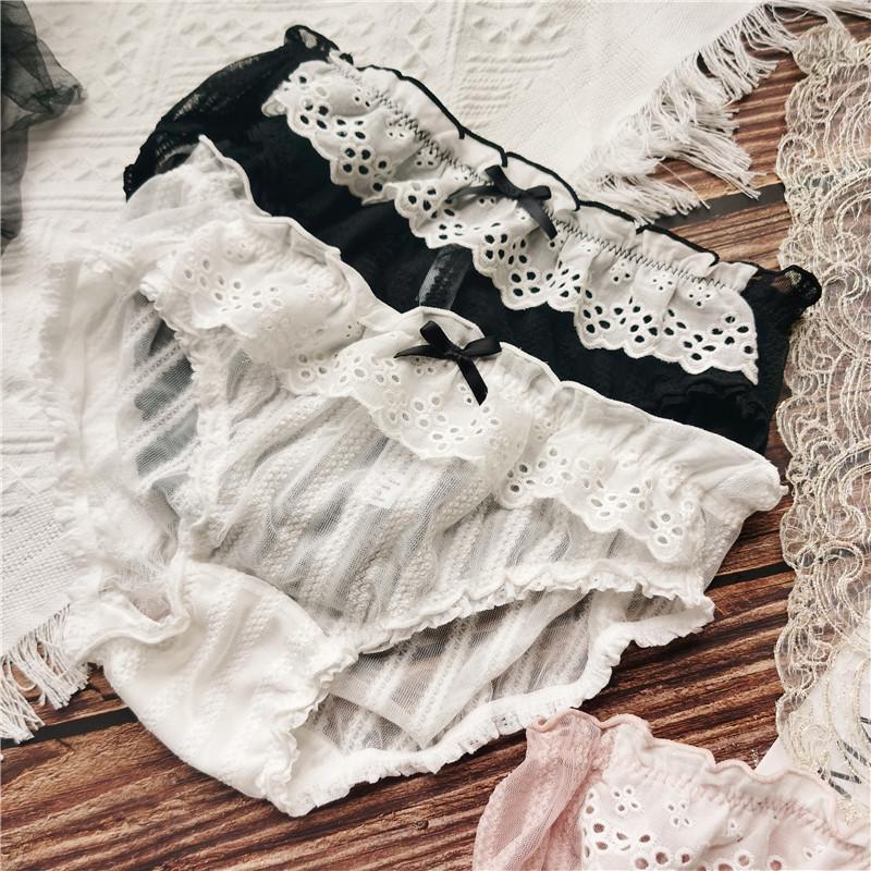 

Women's Panties Women Sexy Lace Underpants Mesh See Through Underwear Sweet Breathable Girl Panty Briefs Comfort Soft Female Lingerie, Black
