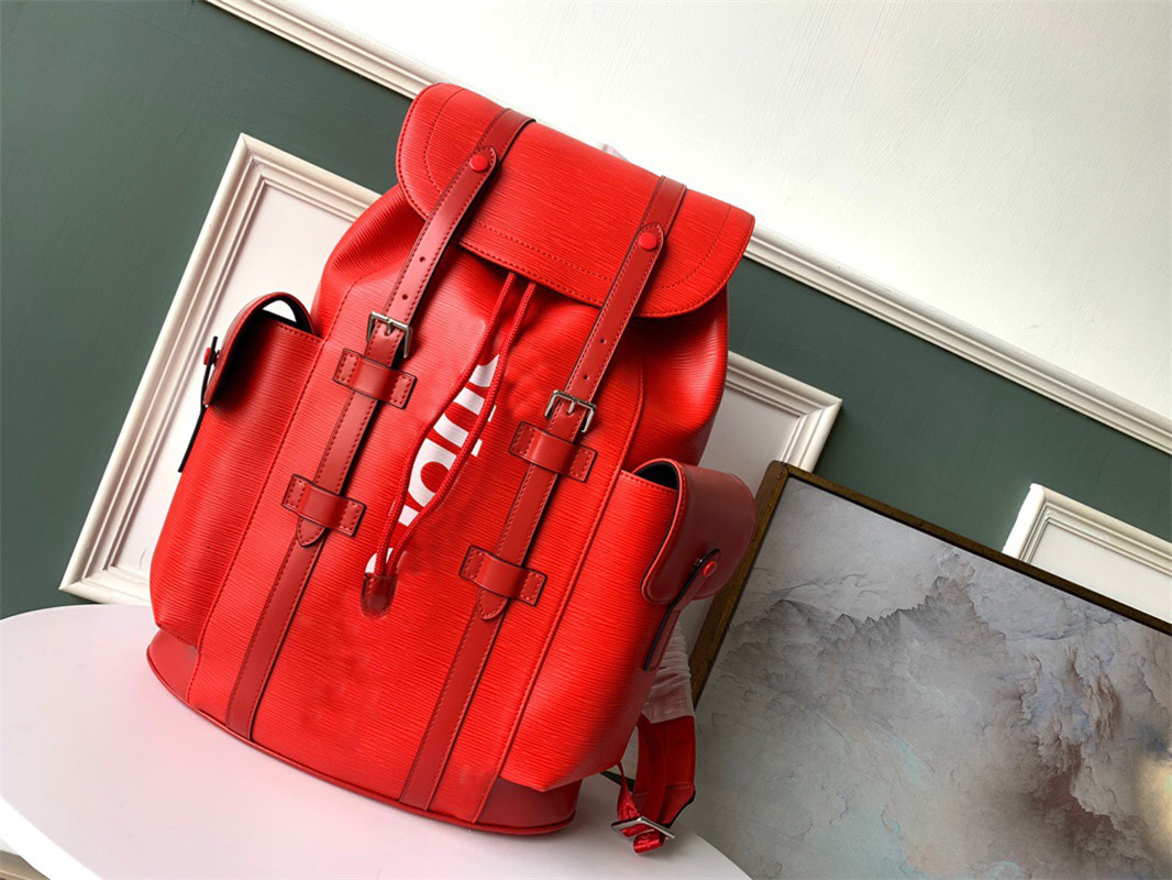 

2021 Designer Multifunctional Backpack School Christopher Men Women Bag Shoulders Bags Travel Handbag Backpacks Leather Red Black 34x13x47cm