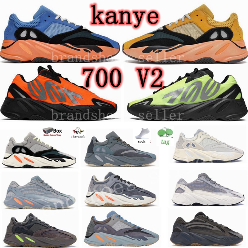 

2021 kanye 700 v2 Men Running Shoes 3M Static Reflective Women Bright Blue Sun Cream Solid Grey Utility Black Mens Sports Sneaker trainer Outdoor 36-45, Colour 1