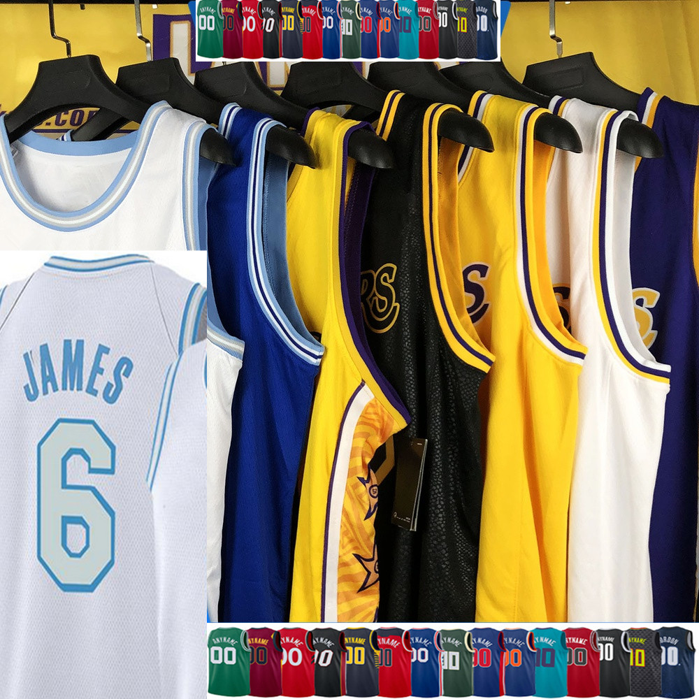 

2021 new Basketball Jersey Russell 0 Westbrook 7 Carmelo Davis 3 Anthony 23 6 blue white black LBJ Mens Stitched, As
