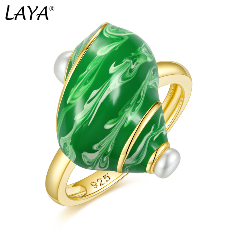 

LAYA Silver Conch Band Ring For Women 925 Sterling Silver Simple Design Colorful Original Fine Jewelry Handmade Enamel 2022 Trend