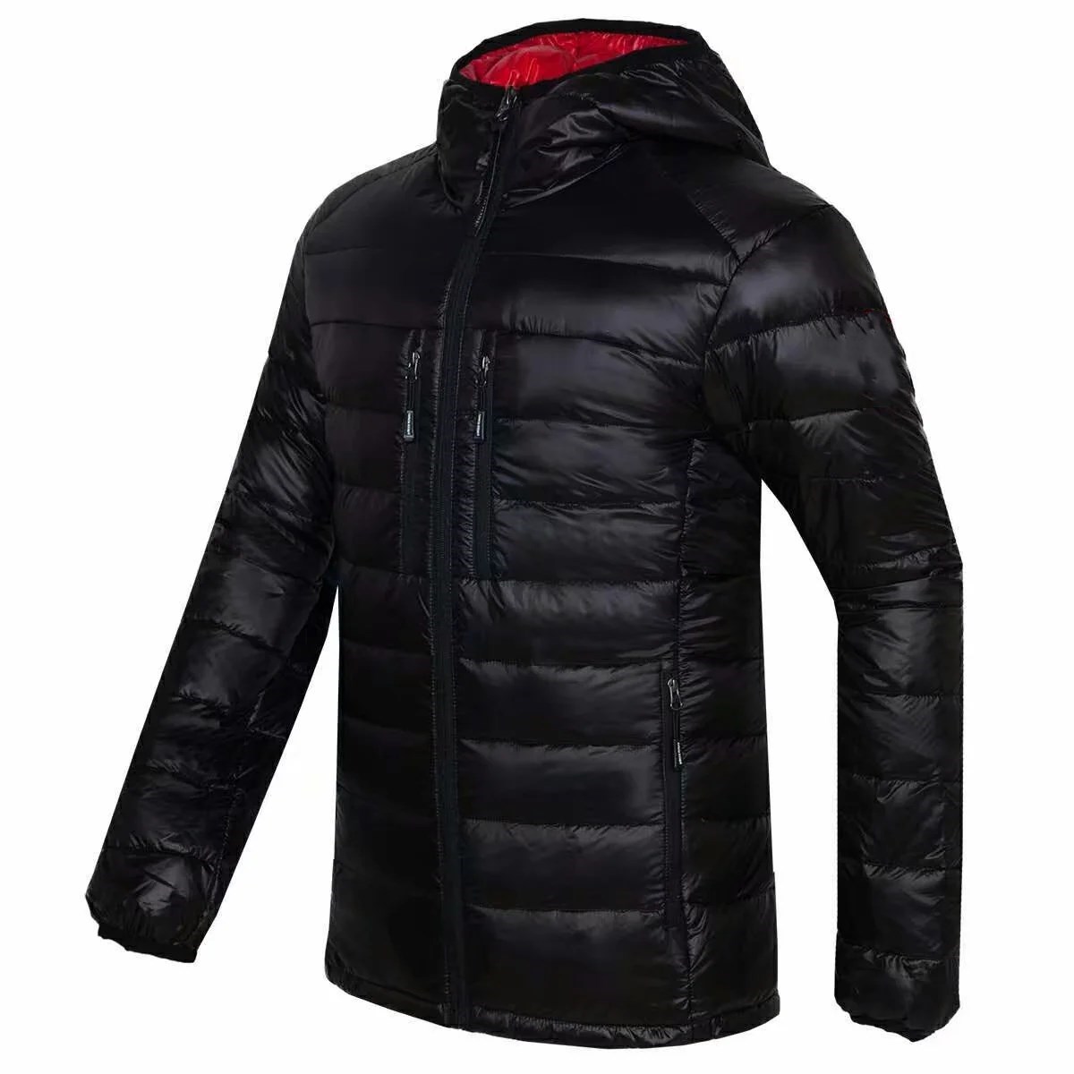 

winter men canada parka jacket casual solid color jackets male hooded goose coat thin warm men's parkas, Black