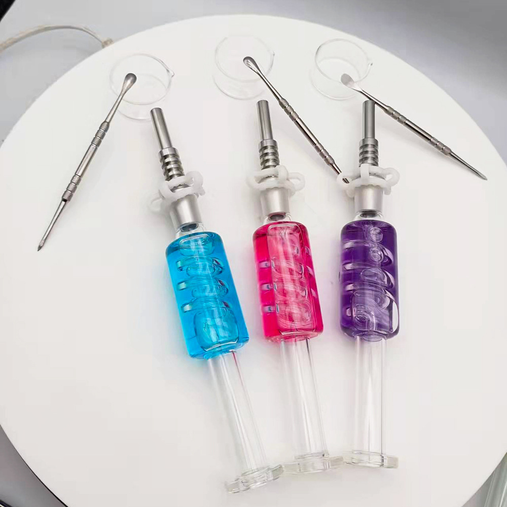 

Pipes Freezable Glycerin Dab hookah Straw with Stainless Steel tip glass nector collector kit smoking pipe