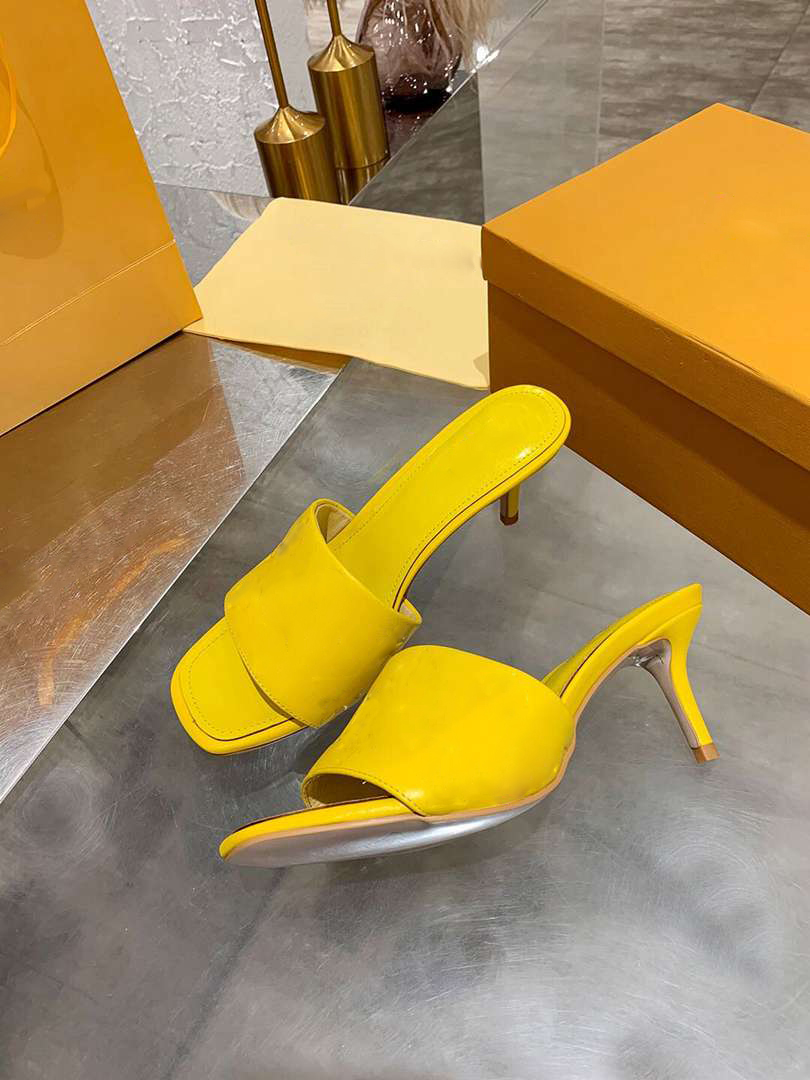 

REVIVAL slippers women slippers square mules shoes Ladies Wedding high heels shoes Dress Shoes 9 color Leather high-heeled slippers, Black