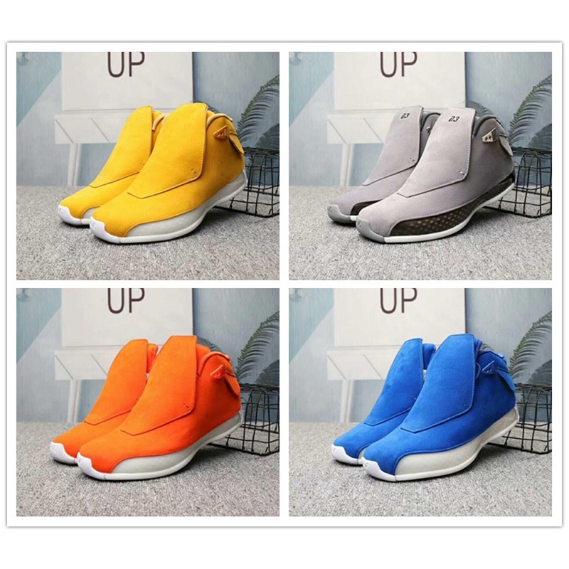 

18 Blue Yellow Orange Grey Suede Men Basketball Shoes Racer 4ME 74G 86V embroidery Mens Sports Sneakers szie 8-13