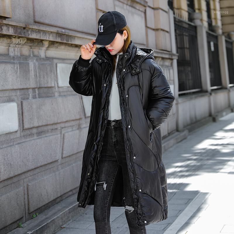 

Women's Down & Parkas 2021 Winter Hooded Casual Black Women Long Solid Warm Thick Cotton Jacket Outwear Zipper Ladies Quilted Puffer Coat