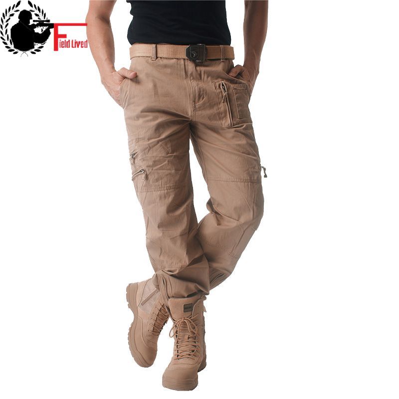 

Mens Cargo Pants Male Tactical Pants Military Army Style Mens Casual Jogger Camo Multi Pocket Baggy Straight Trousers Camouflage 210518, Black