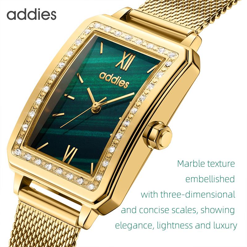 

Wristwatches Stainless Steel Watch For Women Green Luxury Watches Fashion Rectangular Dial Female Quartz, Silver