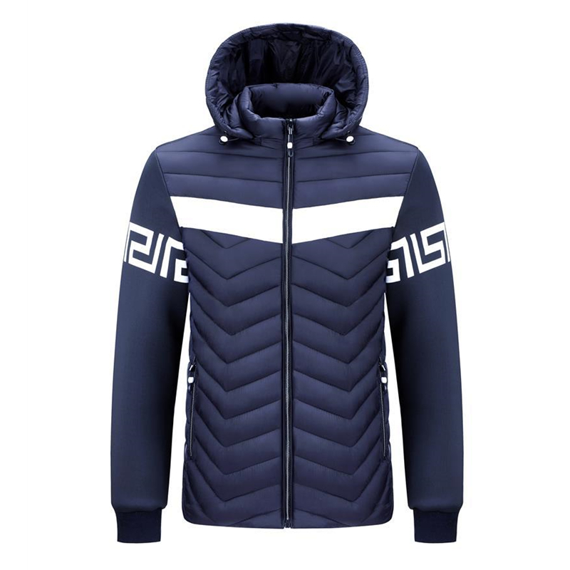 

Mens Splicing Printing Down Coats Fashion Trend Warm Windproof Stand Neck Hooded Puffer Jacket Designer Winter Lightweight Casual Jackets, C926 black