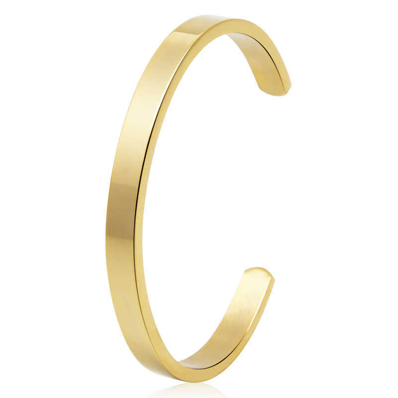 

Hot Fashion Stainless Steel Jewelry4mm 6mm 8mm High Quality Smooth c Shape Bangle for Woman Bracelet Party Gift Wholesale Q0719