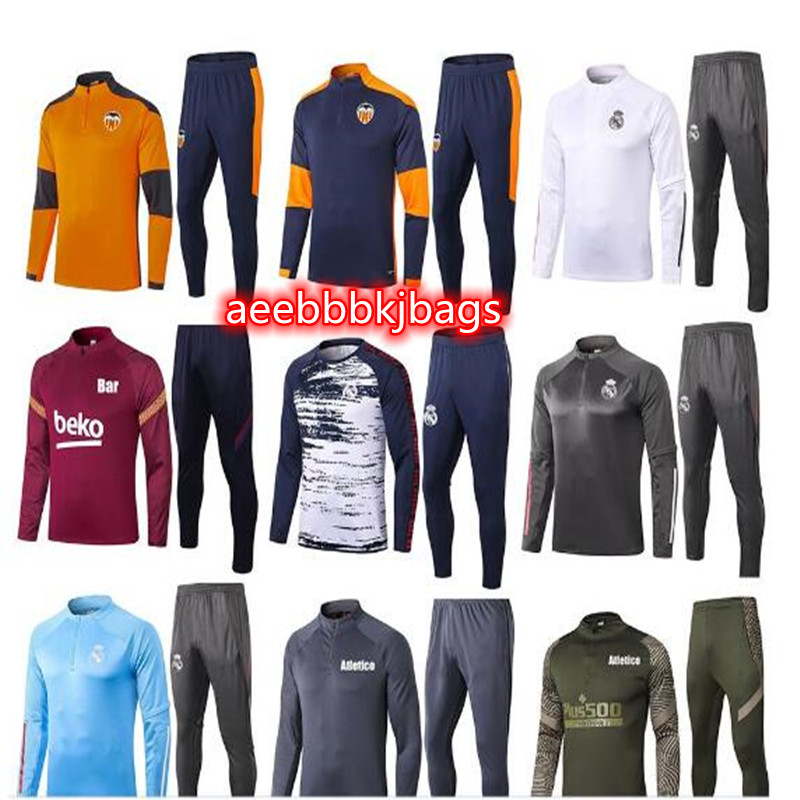 

20 21 Valencia CF Soccer Training Suit 2022 2021 Atletico Football Tracksuit Real Madrid survetement chandal Maillot De Foot Kit, Black