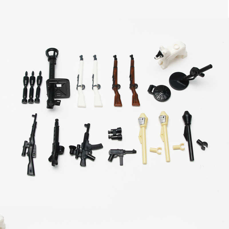 

NEW WW2 Army Snow Soldier Figures White Scarf Accessories Building Blocks Military Germany Anti Tank Weapons Helmet Bricks Toys Y0808