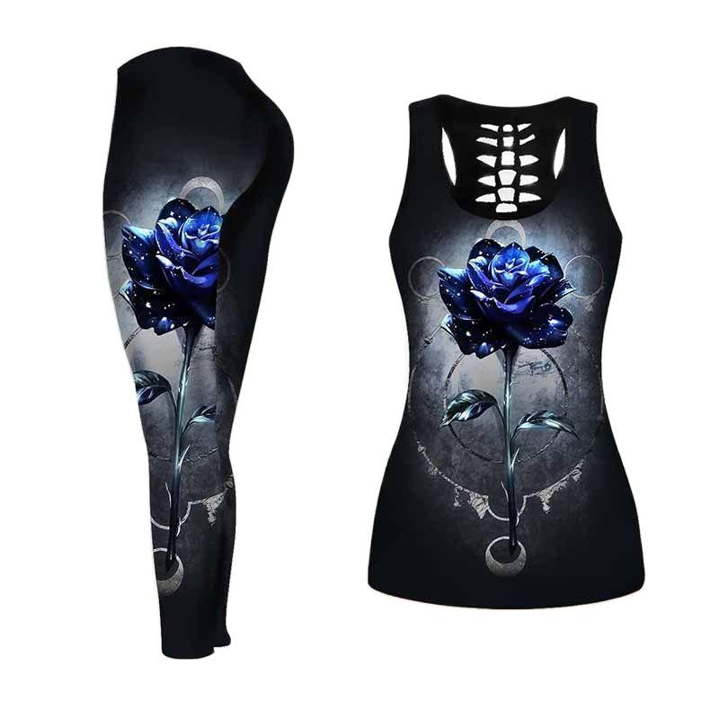 

Yoga Outfit Two Piece Set Women Flower Print Sports Suits High Waist Leggings And Tank Tops Summer Gym Workout Lounge Sets Outfits