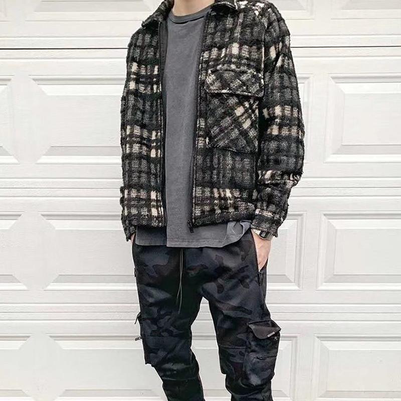 

Men's Trench Coats Represent Work Jacket High Street Quality Hip Hop Plaid 1:1 Thick Workwear Loose And Women's Shirt Tops, Tan;black