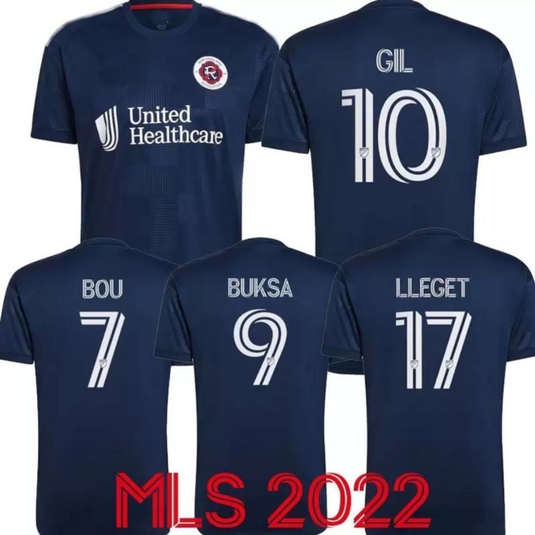

mls 2022 2023 New Revolution soccer jerseys 22 23 home away #7 Bou #9 Buksa #10 GIL #23 BELL #11 Boateng #17 Lletget #24 JONES Liberty kit football shirts top thailand