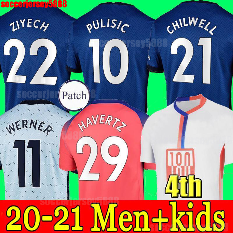 

Top Fans player version Soccer Jerseys fourth 20 21 WERNER HAVERTZ CHILWELL ZIYECH PULISIC Football Shirt KANTE MOUNT 4th Men Kids set Kits, Men away patch