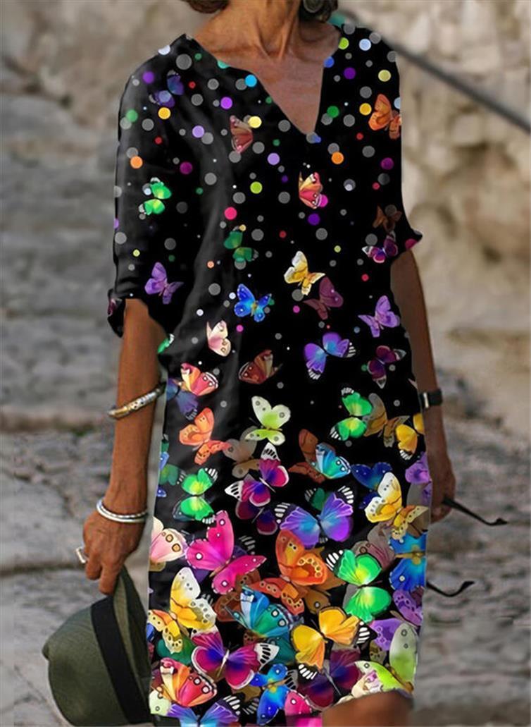 

fashion casual plus size printed womens dresses sleeve bottoming, Black;gray