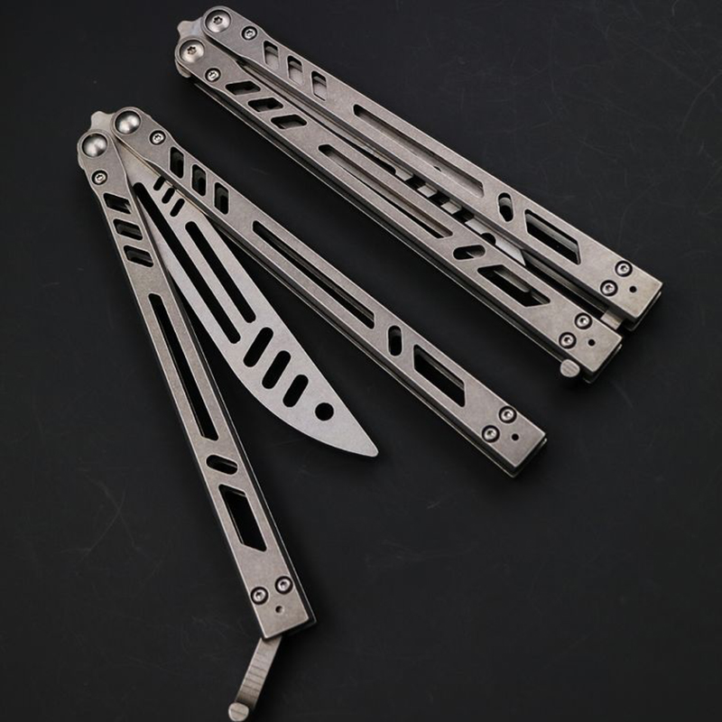 

Barebones Butterfly Trainer Knife Pure Steel 440C Blade Handle CNC Hunting
